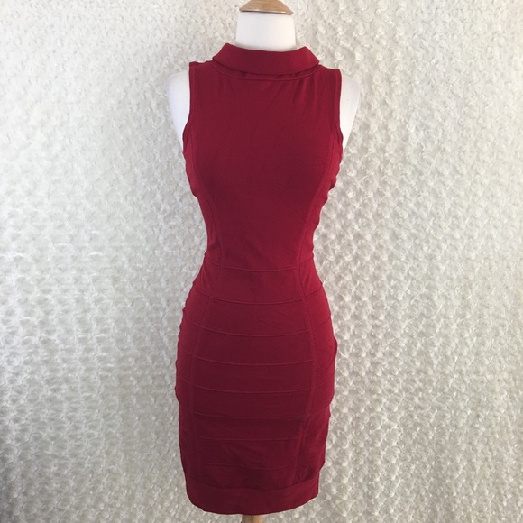 Guess by Marciano Dresses & Skirts - Guess by Marciano Bandage Red Turtleneck Dress M